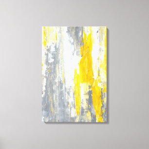 Toile "Ensemble" art abstrait gris et jaune