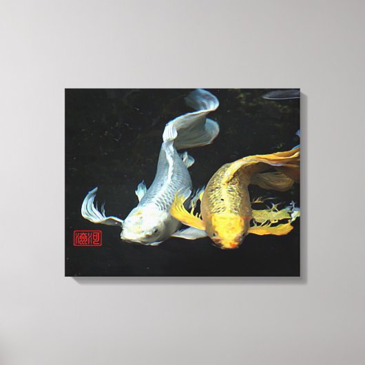 Toile ©Ensemble dans Love/Gold & Silver Poisson Koi (Recto)