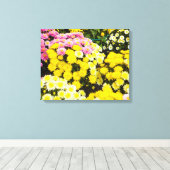 Toile Ensemble de chrysanthèmes blancs, jaunes et violet (Insitu (Plancher de Bois))