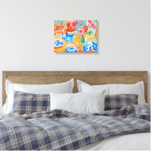 Toile Ensemble de thé bleu avec fleurs rouges (Insitu(Chambre))