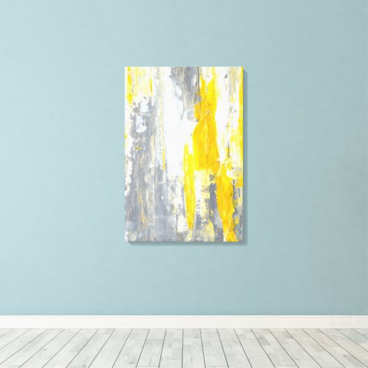 Toile 'Ensemble' Gris et Jaune Art Abstrait (Insitu (Plancher de Bois))