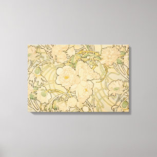 Toile enveloppée Alphonse Mucha Peonies Roses de p