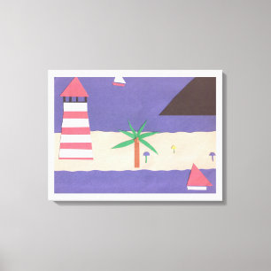 Toile enveloppée avec phare et scène de bateau à v