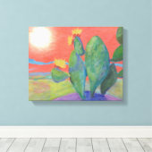 Toile Enveloppée Cactus Sunset (Insitu (Plancher de Bois))