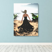 Toile Enveloppée dans le vent - Élégante femme en robe n (Insitu (Plancher de Bois))