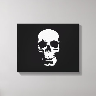 Toile Enveloppée d'Art Pop Crâne Noir & Blanc