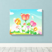 Toile enveloppée de fleurs et de papillons (Insitu (Plancher de Bois))