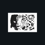 Toile enveloppée de léopard d'art pop<br><div class="desc">Dessin d'encre numérique pour Léopard aux yeux de bande dessinée noir et blanc</div>