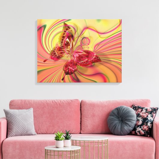 toile enveloppée de papillon rouge pêche (Insitu(Salon))