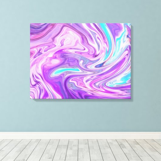 toile enveloppée de tourbillons bleu rose et viole (Insitu (Plancher de Bois))