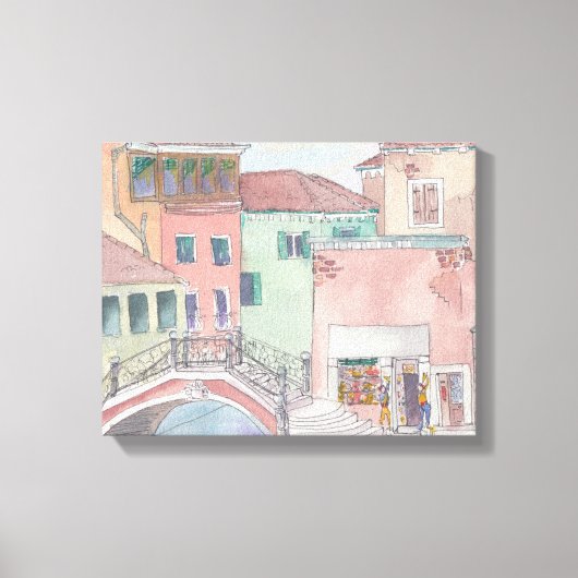 Toile enveloppée "Esquisse aquarelle/Venise Italie (Recto)