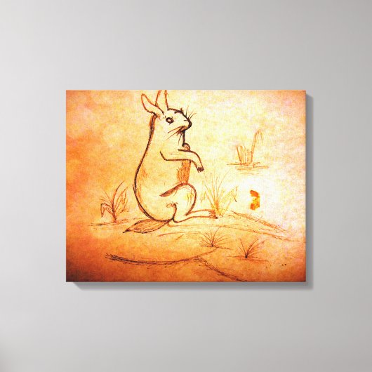 Toile enveloppée : lapin dans le désert pour amour (Recto)