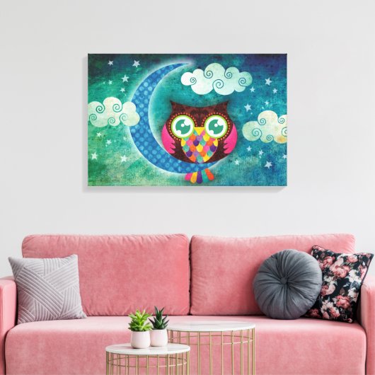 Toile Enveloppée Mon Chouette Crescent (Insitu(Salon))
