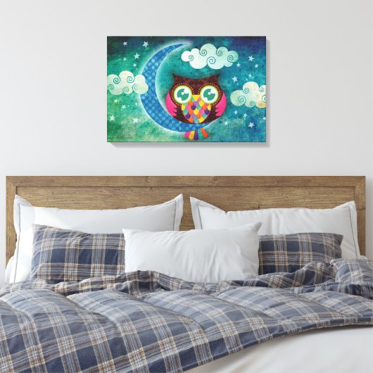 Toile Enveloppée Mon Chouette Crescent (Insitu(Chambre))