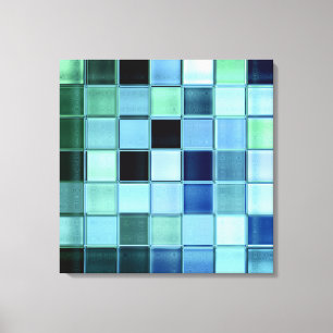 Toile enveloppée par art bleu vert en verre de