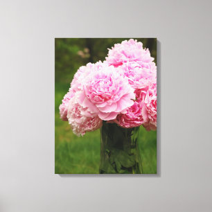 Toile enveloppée par bouquet rose de pivoine