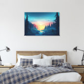 Toile enveloppée Premium Sunset Forest (Gloss) (Insitu(Chambre))