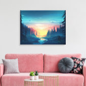 Toile enveloppée Premium Sunset Forest (Gloss) (Insitu(Salon))