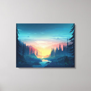 Toile enveloppée Premium Sunset Forest (Gloss)