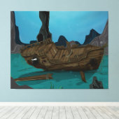 Toile Épave sous l'eau (Insitu (Plancher de Bois))