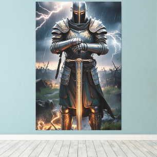 Toile Epic Knight Warrior Poster numérique Fantas médiév