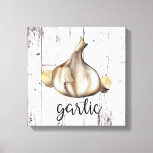 Toile ÉPICE D'AIL Cuisine de ferme rustique en bois blan