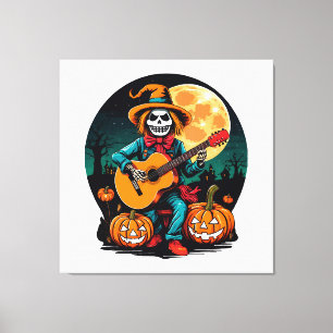Toile épouvantail joue de la guitare et célèbre Hallowee
