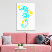 Toile Equestre turquoise, jaune et algues (Insitu(Salon))