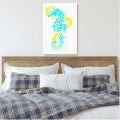 Toile Equestre turquoise, jaune et algues (Insitu(Chambre))