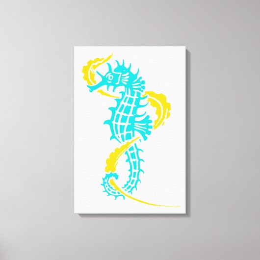 Toile Equestre turquoise, jaune et algues (Recto)