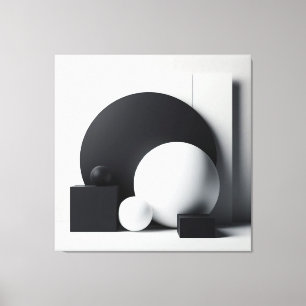 Toile Équilibre Sculpte – Art Géométrique Monochrome