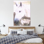 Toile *~* Equine AR22 Cheval blanc au-dessus de la clôtu (Insitu(Chambre))