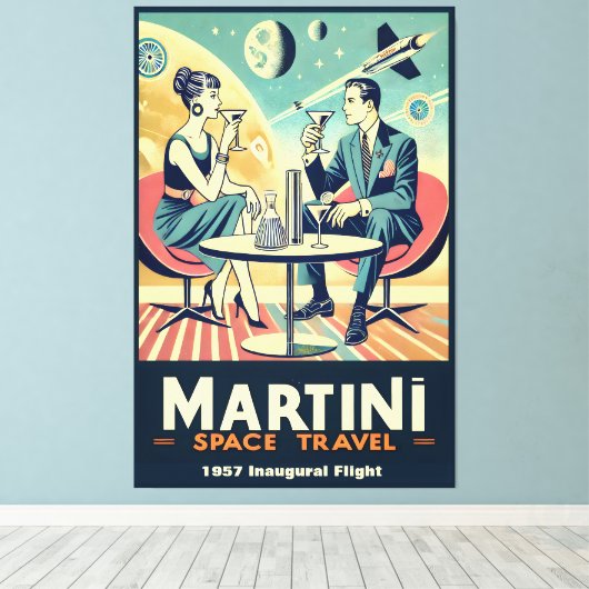 Toile Équipage de l'affiche de voyage spatial Martini (Insitu (Plancher de Bois))