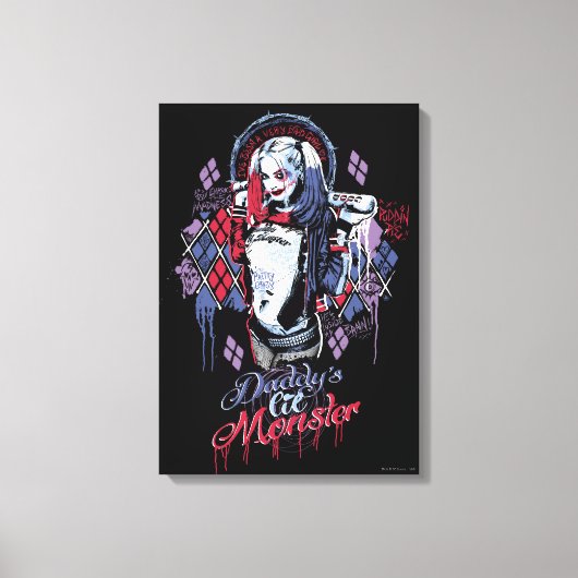 Toile Équipe de suicide | Harley Quinn Graffiti encré (Recto)