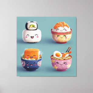 Toile Équipe Kawaii Sushi & Ramen