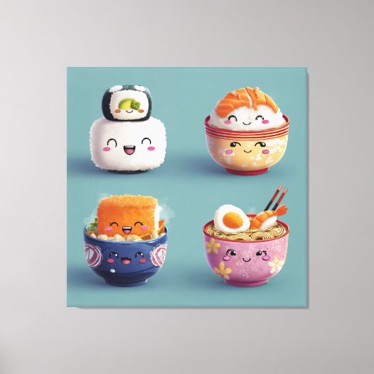Toile Équipe Kawaii Sushi & Ramen (Recto)