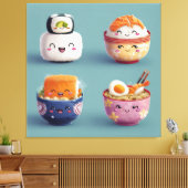 Toile Équipe Kawaii Sushi & Ramen (Insitu(Salon))