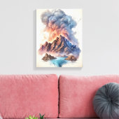 Toile Éruption du volcan océanique avec éclair (Insitu(Salon))