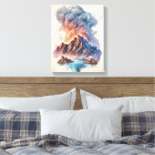 Toile Éruption du volcan océanique avec éclair (Insitu(Chambre))