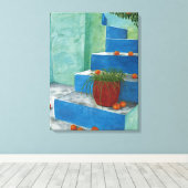 Toile Escalier grec Peinture Aquarelle Escaliers Oranges (Insitu (Plancher de Bois))