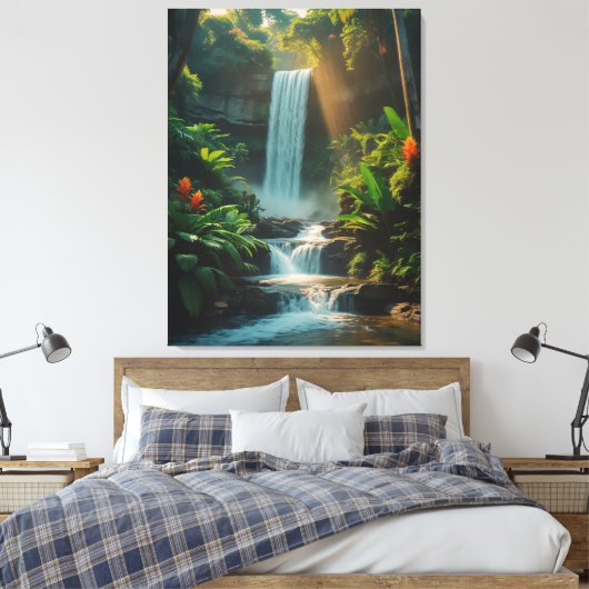 Toile Escape Tropical - Deep Jungle Waterfall Canvas Art (Insitu(Chambre))