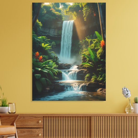 Toile Escape Tropical - Deep Jungle Waterfall Canvas Art (Insitu(Salon))