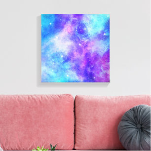 Toile Espace de galaxie violet et bleu Abstrait