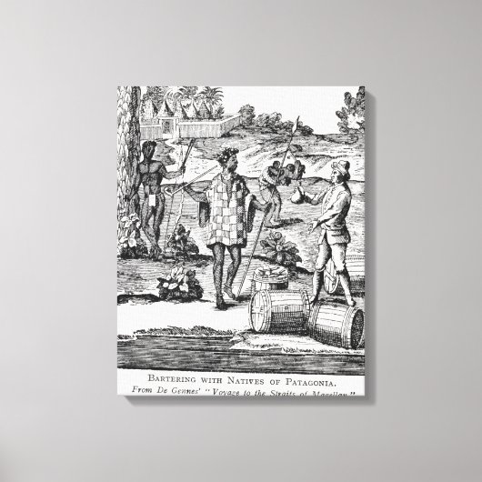 Toile Espagnol marchant avec des autochtones de Patagoni (Recto)