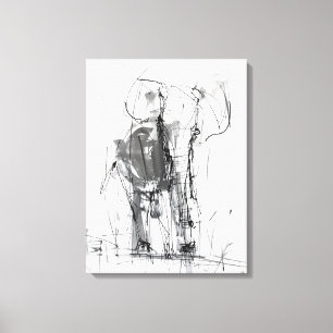 Toile Esquisse d'éléphant abstrait – Art animalier expre