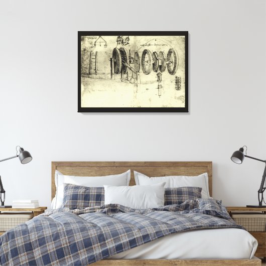 Toile Esquisse technique de Leonardo da Vinci d'une roue (Insitu(Chambre))