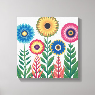 Toile Esthétique Florale Vibrante : Fleurs de couleurs v