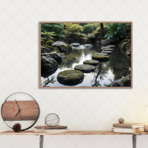 Toile Étang japonais avec pierres Zen