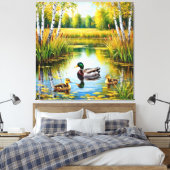 Toile Étang pittoresque avec canards nageant (Insitu(Chambre))