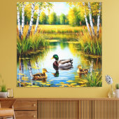 Toile Étang pittoresque avec canards nageant (Insitu(Salon))
